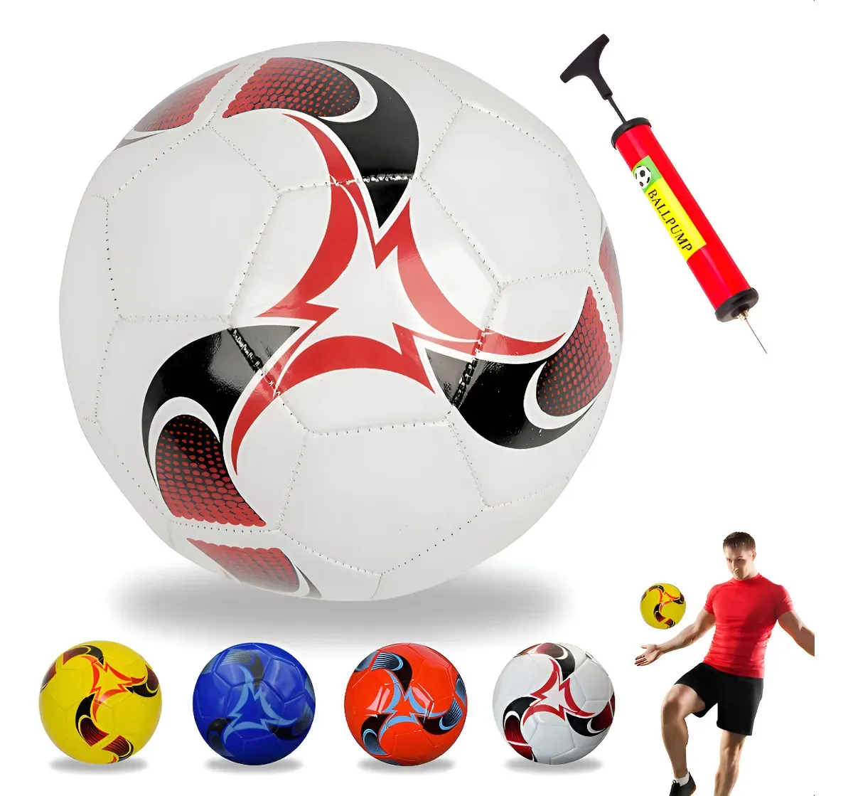 Bola Futebol Qualidade Tamanho Campo + Bomba Ar Branco