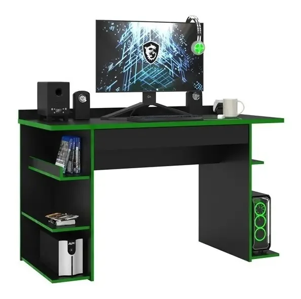 Mesa Gamer Preto/verde Ej Móveis