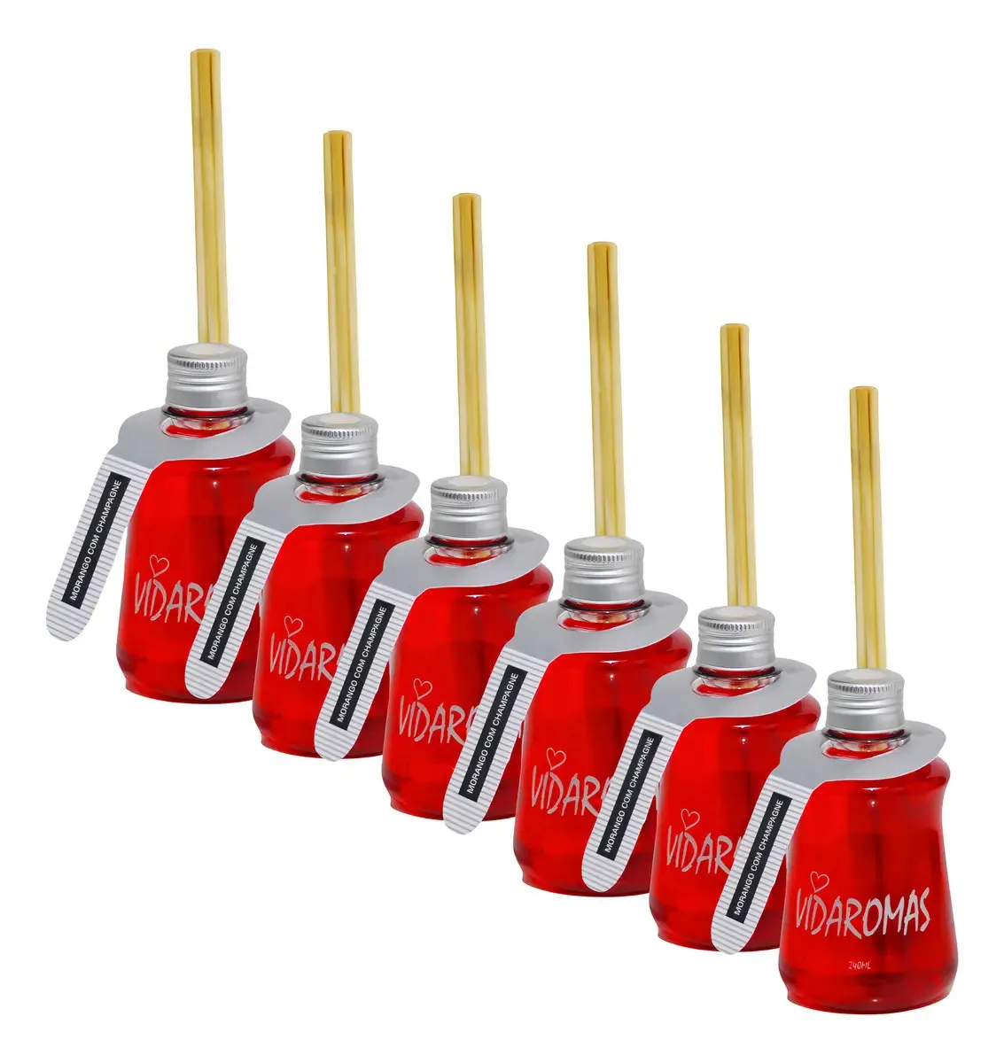 Kit Com 6 Aromatizadores Morango E Champanhe Do Amor