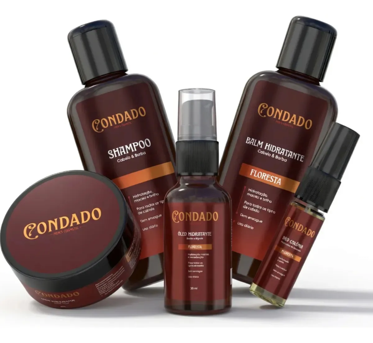 Kit Barba, Cabelo e Bigode Floresta Amadeirado Completo 5 Itens