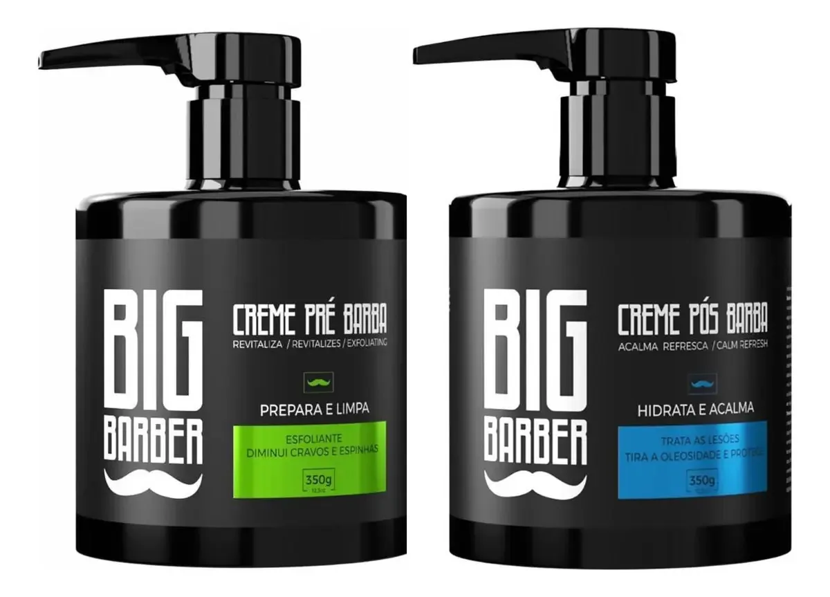 Kit Creme Pré e Pós Barba Big Barber 2 Peças Inclui Creme