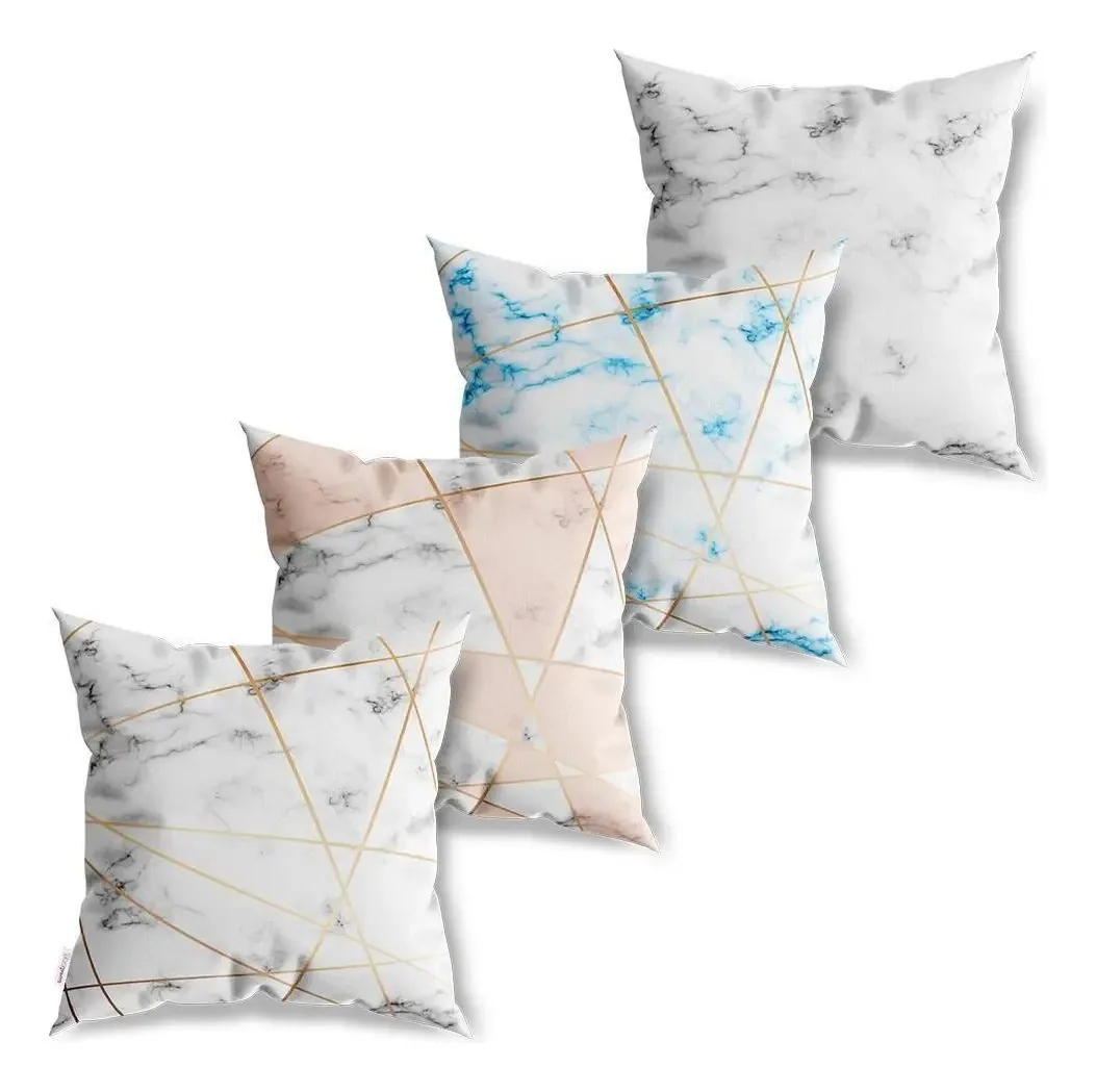 Kit 4 Capas De Almofadas Decorativa Superfície Mármore