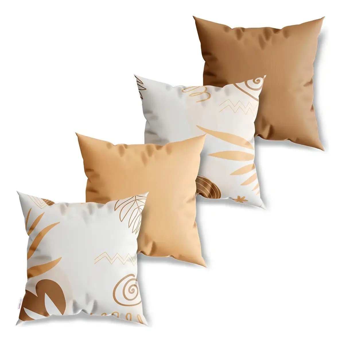 Kit 4 Capas De Almofadas Decorativa Folhas Abstratas