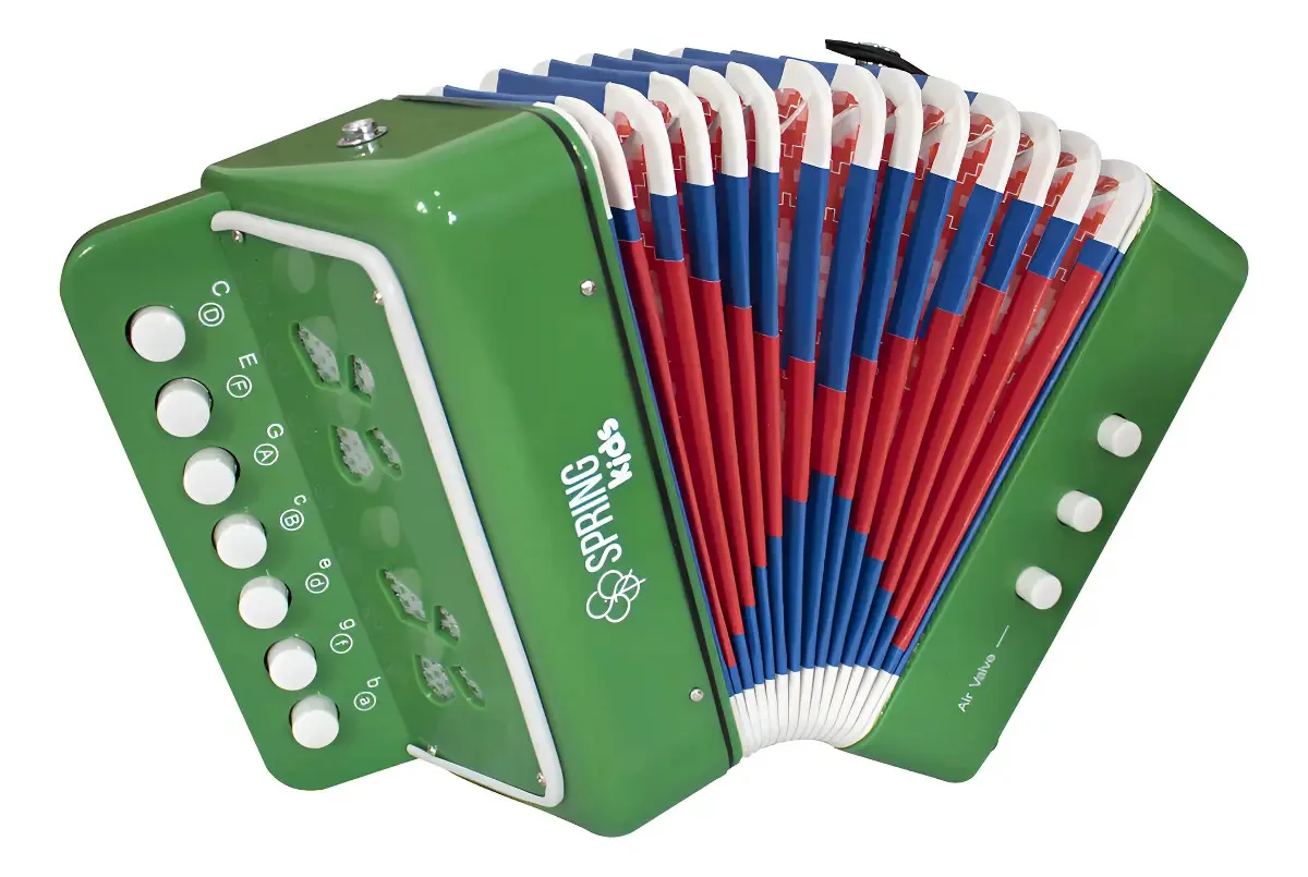 Acordeon Infantil Gaita de Botão Spring SPK-73V 3 Baixos Verde