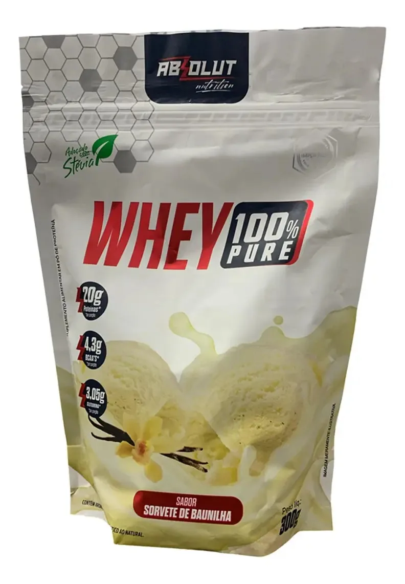 Whey Protein Sorvete Baunilha Refil 300g Absolut Nutrition Sabor Sorvete De Baunilha