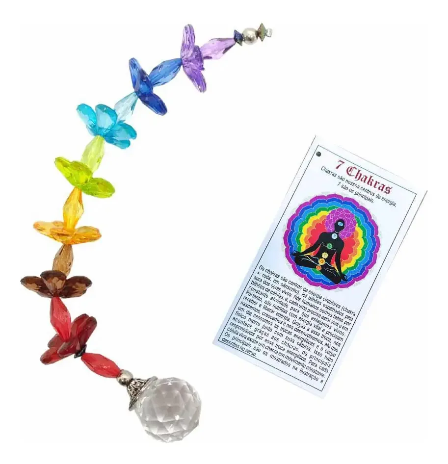 Móbile Fio De Luz Esfera De Cristal 20mm 7 Chakras