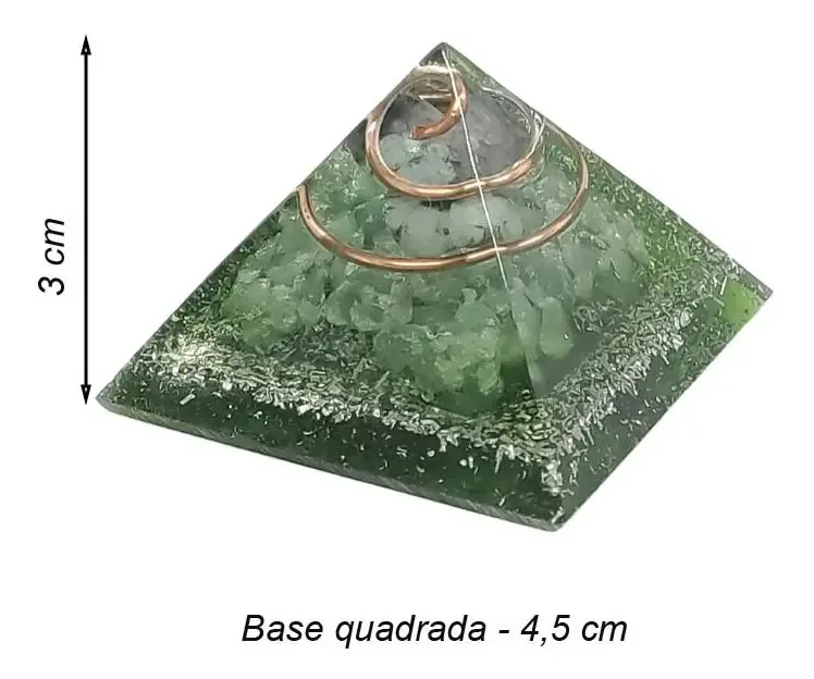 Orgonite Pirâmide 4cm Saúde - Esmeralda E Quartzo Verde