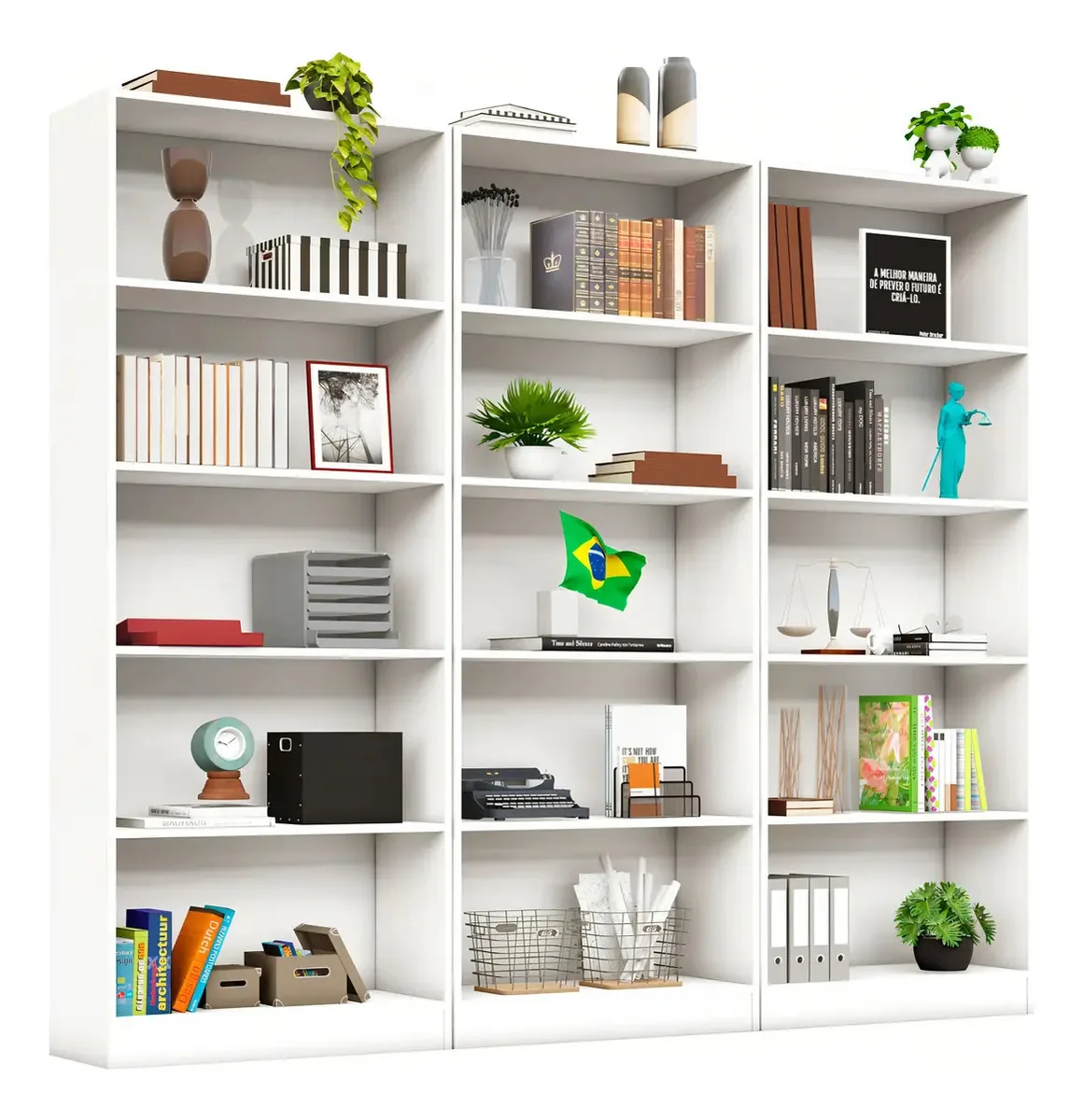 Estante Para Livros Dublin 12 Prateleiras Branco - Pnr