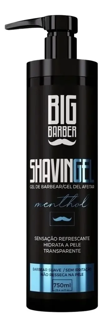 Shaving Gel De Barbear Big Barber 750ml Profissional Menthol