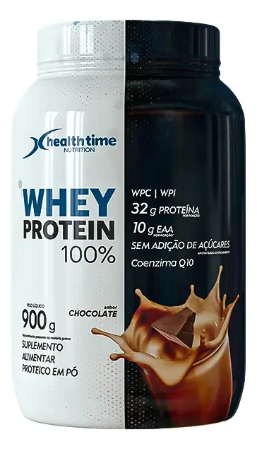 Whey 100% Health Time - Pote 900g Sabor Chocolate