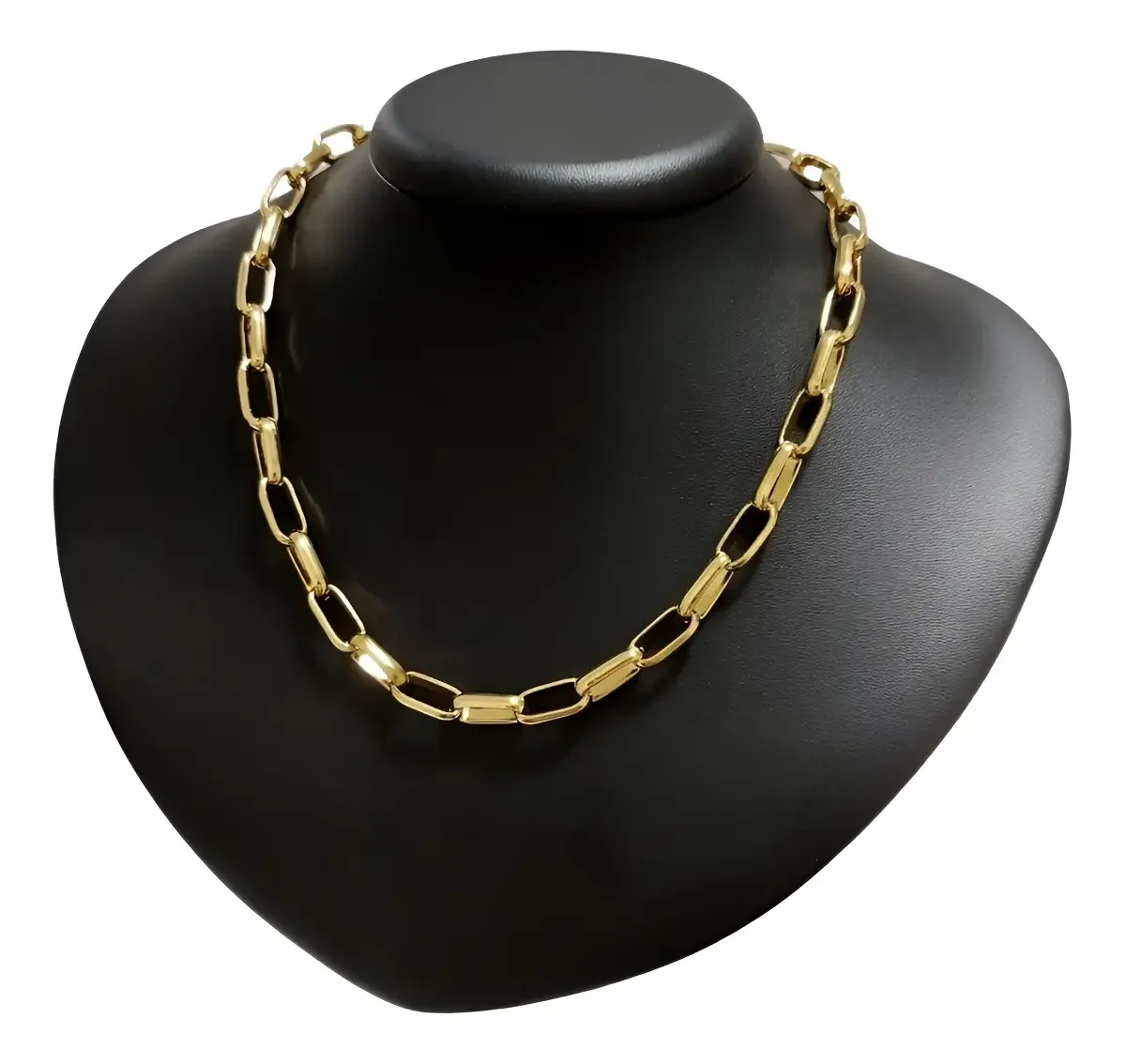 Colar Cordao Corrente Grossa Banho Ouro 18k Cor Dourado