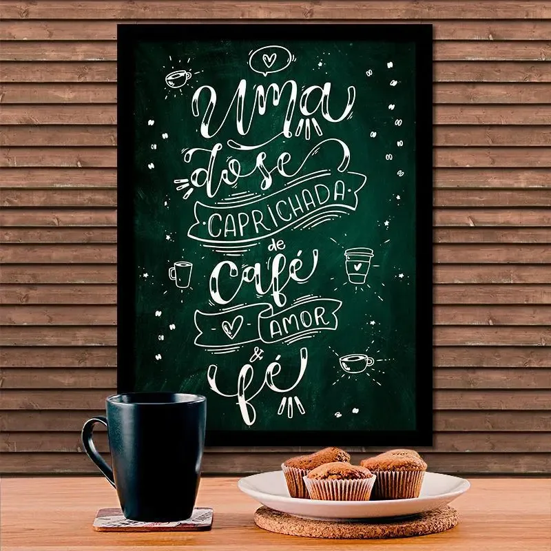 Quadro Decorativo Café, Amor E Fé
