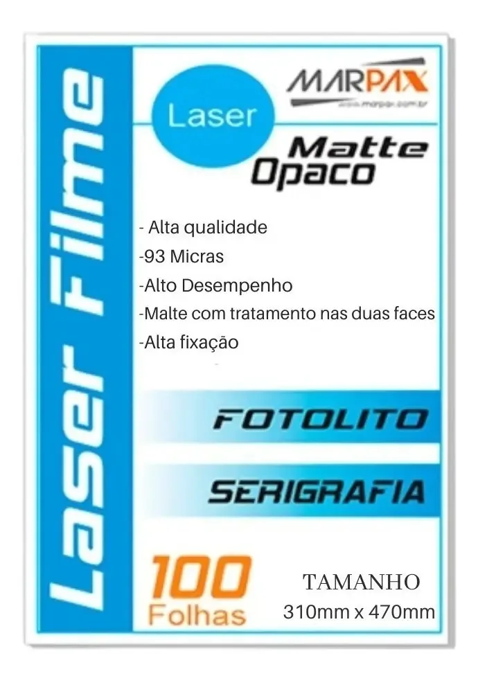 Laser Film 310x470mm Opaco Serigrafia E Fotolito 100 Fls