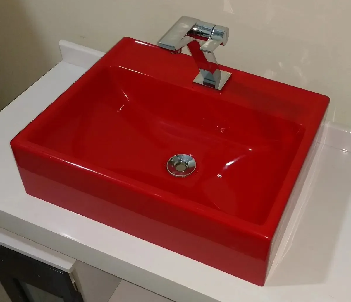 Cuba De Apoio Banheiro Retangular 47x37cm Jacuzzi Vermelho