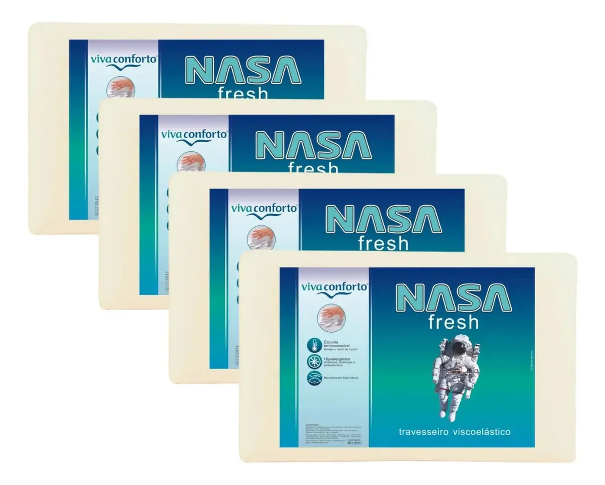 Kit 4 Travesseiros Nasa Fresh Visco Capa Dry Hipoalergênico