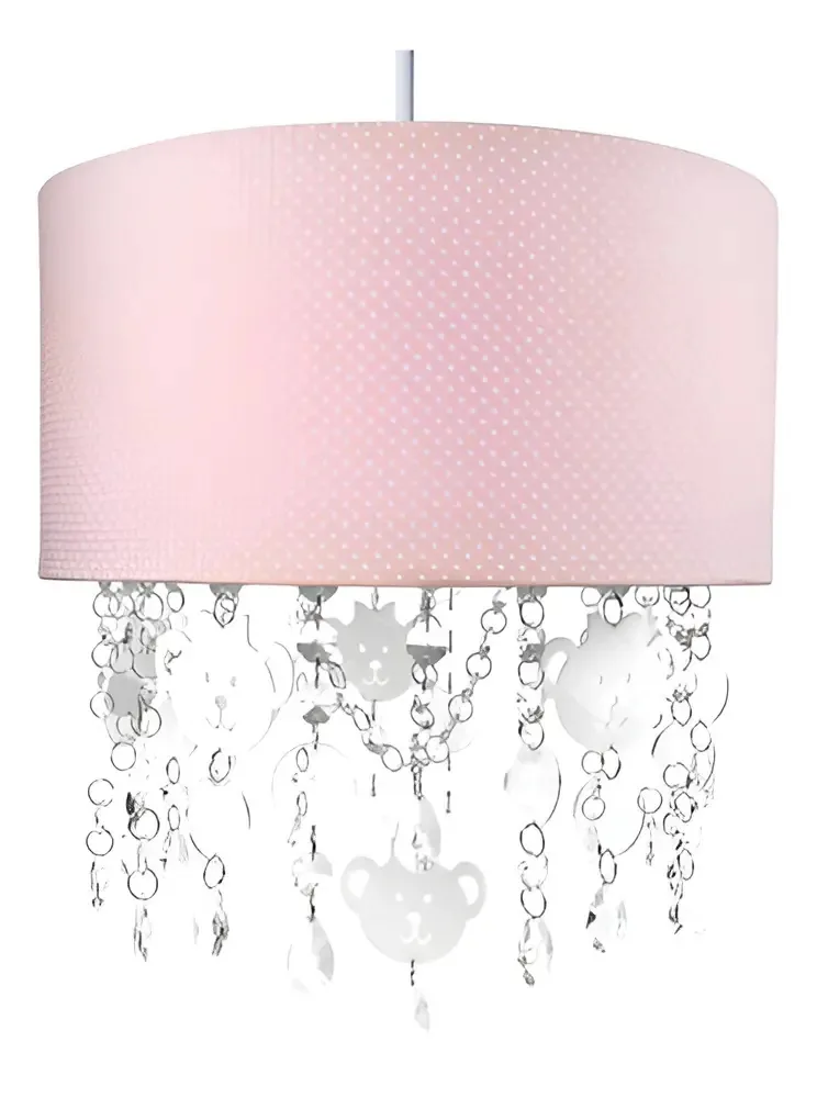 Lustre Tubular Cristais Ursinhas Potinho de Mel Acrílico Soquete E27