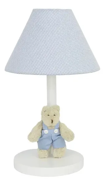 Abajur Madeira Urso Azul Bebê Infantil