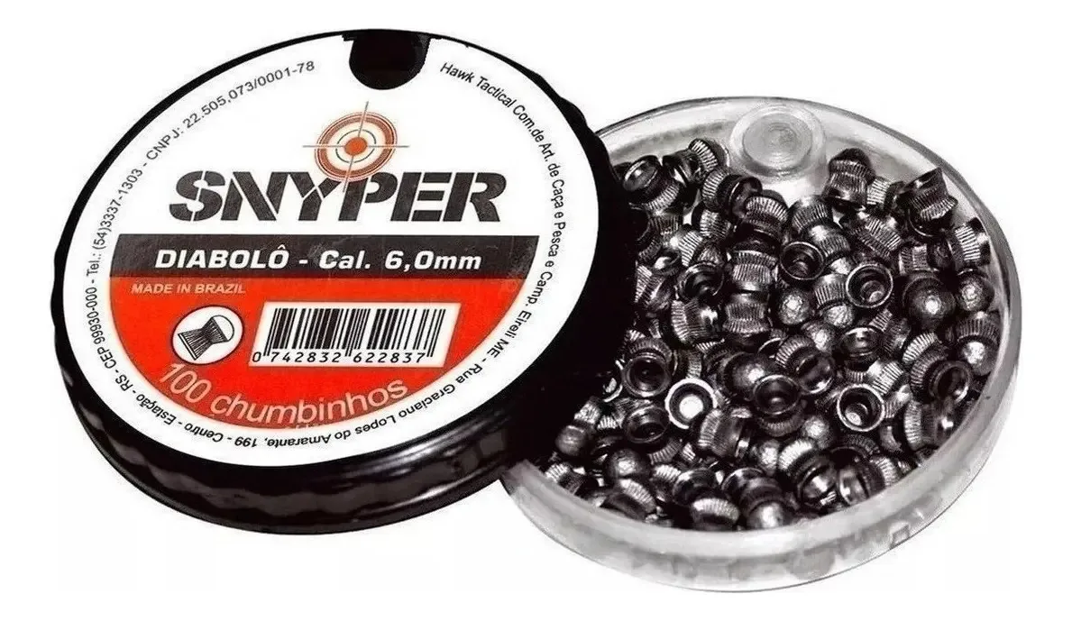 Chumbinho Diabolô Snyper 6mm Com 100 Un. Chumbo 6 Mm