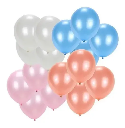 20un. Balões Grandes 12p Metalizados Azul Rosa Rosê E Branco
