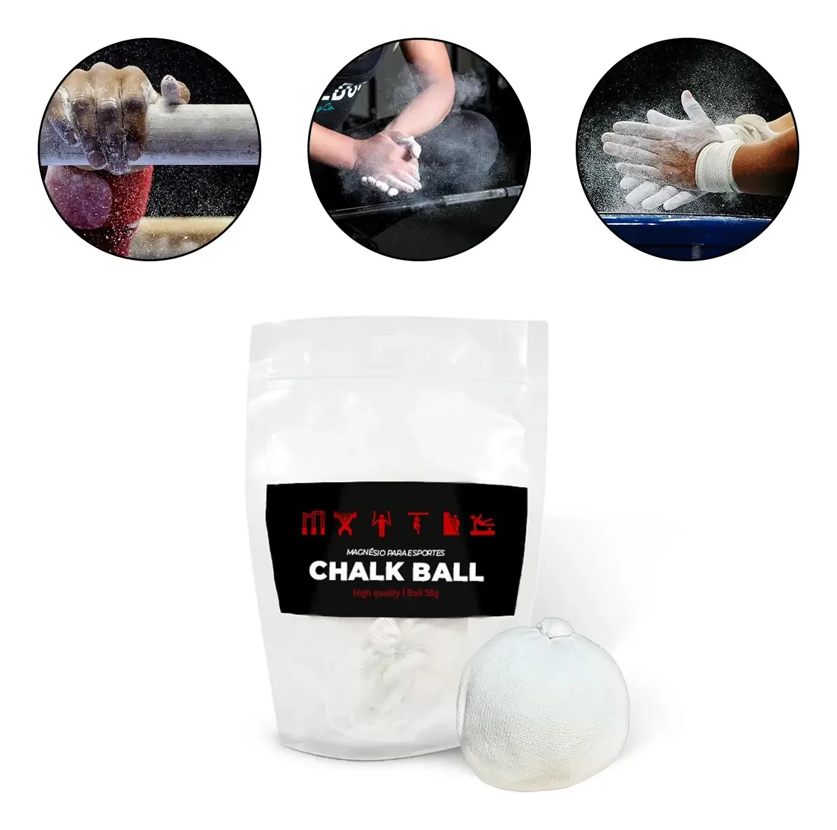 Magnésio Bola Chalk Ball 56g Descartável Cross Escalada Cor Branco