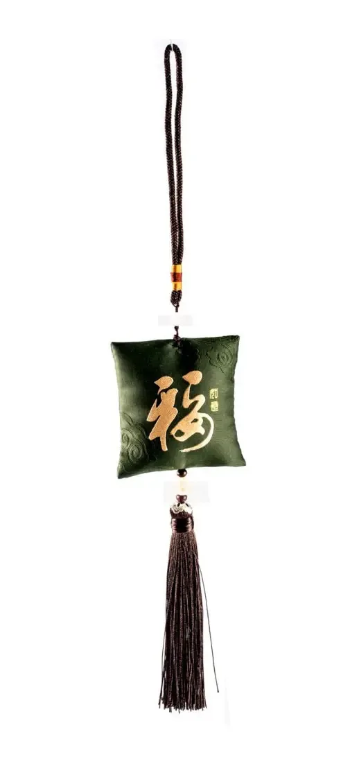 Pêndulo Chaveiro Oriental Kanji Sorte Verde em Poliéster