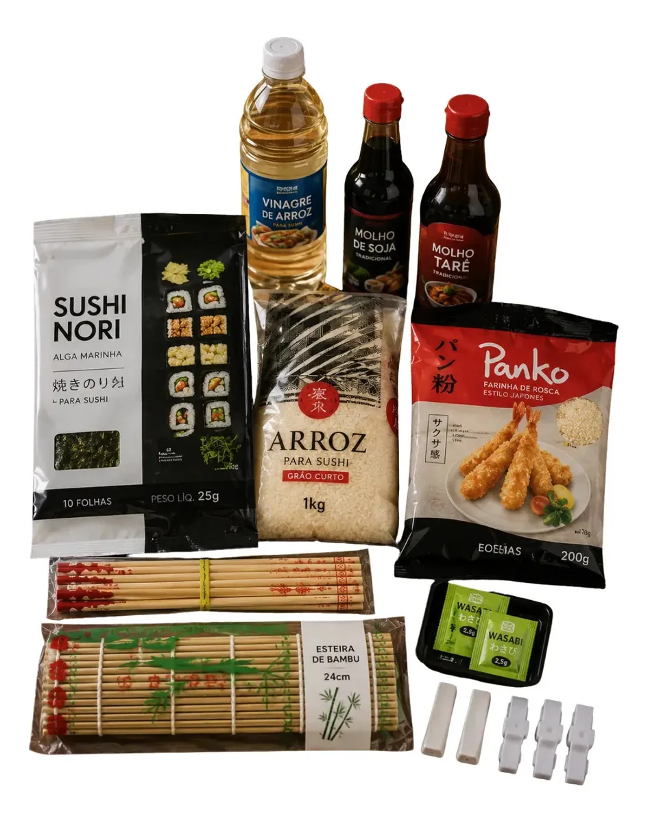 Kit Sushi Completo Alga Nori Premium 8 Itens Tarê Shoyu