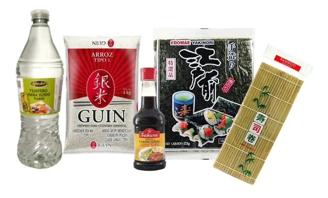 Kit Sushi Arroz Esteira Nori Alga Shoyu Tempero