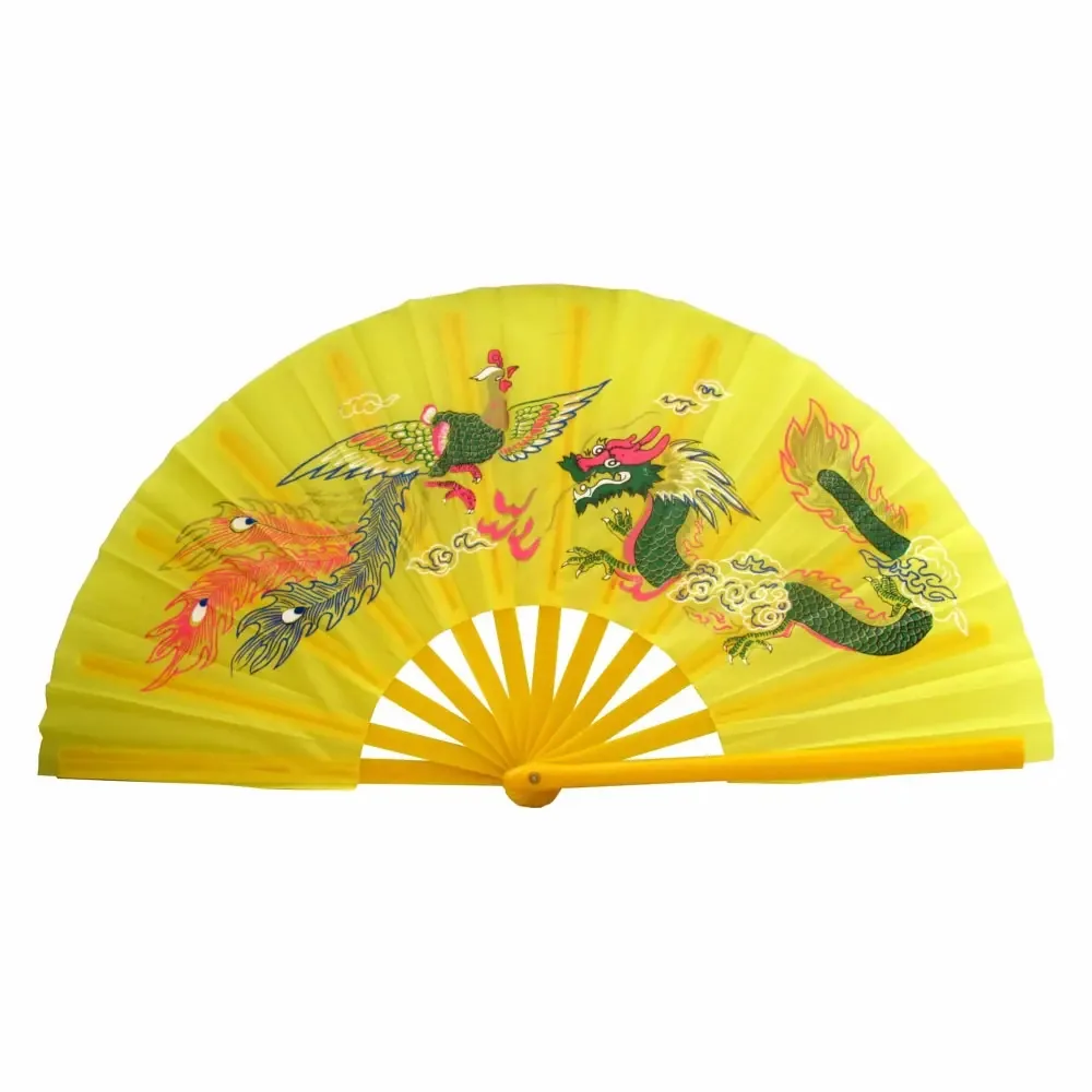 Leque Oriental Dança Kung Fu Tai Chi Chuan Amarelo