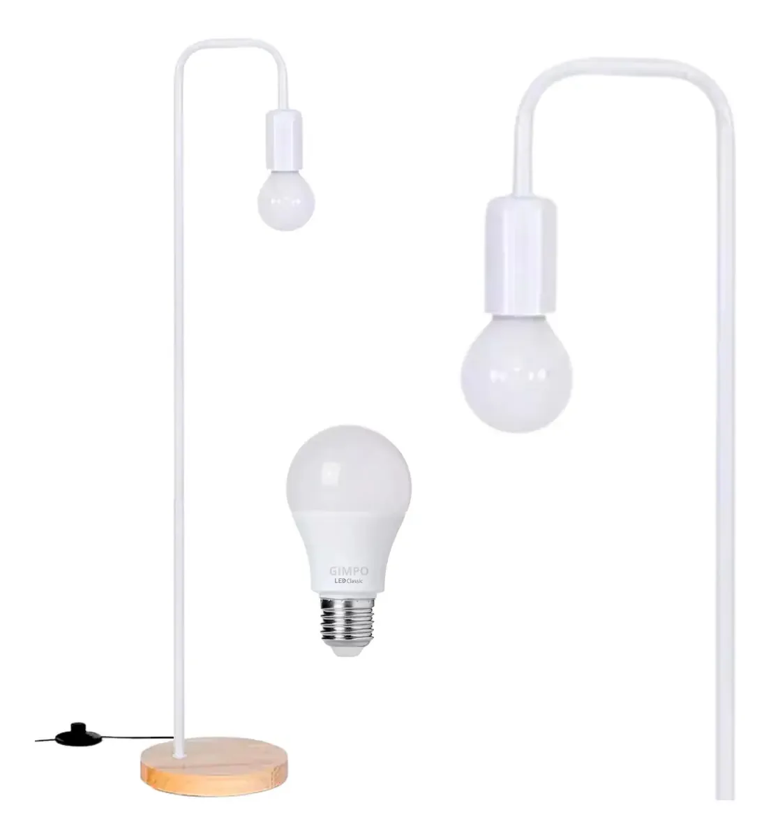 Luminária Piso Chão 163cm Minimalista Fio Embutido + Lâmpada
