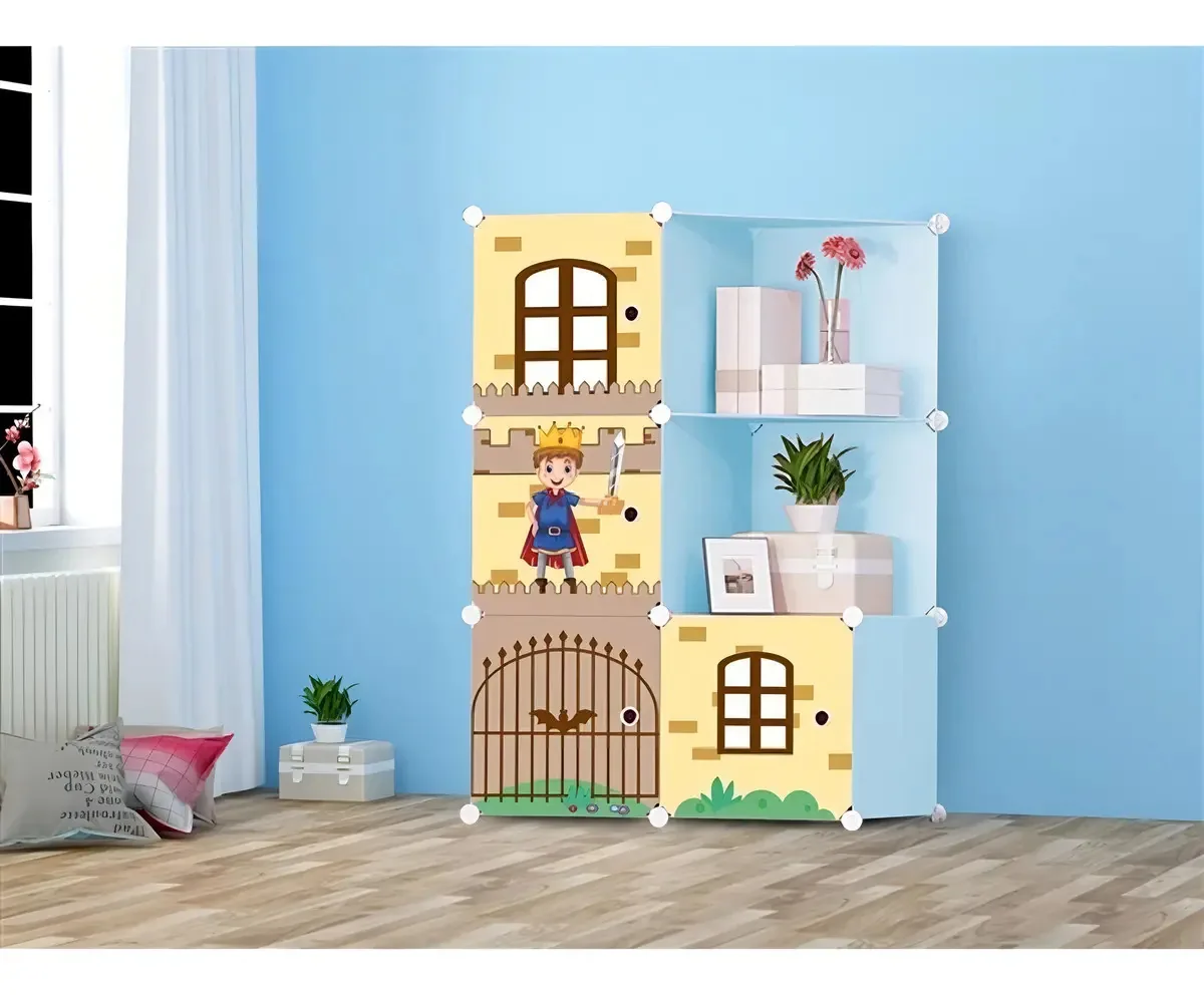 Guarda Roupa Infantil Estante Organizador Brinquedos Roupas Cor Azul