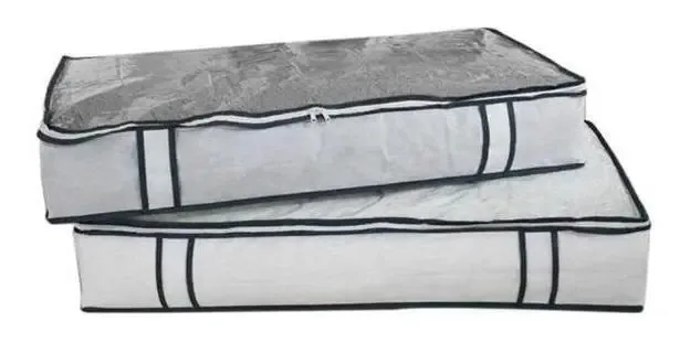 Caixa Organizadora De Guarda Roupa Com Zíper - Cinza