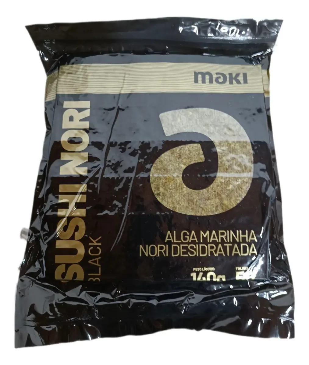 Alga Marinha Yaki Sushi Nori Maki Black Temaki 140gr 50 Fls