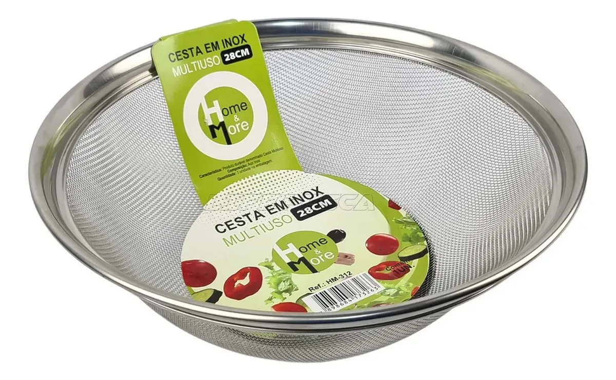 Escorredor Multiuso Aço Inox 28cm HM Ideal Fritar e Escorrer Alimentos