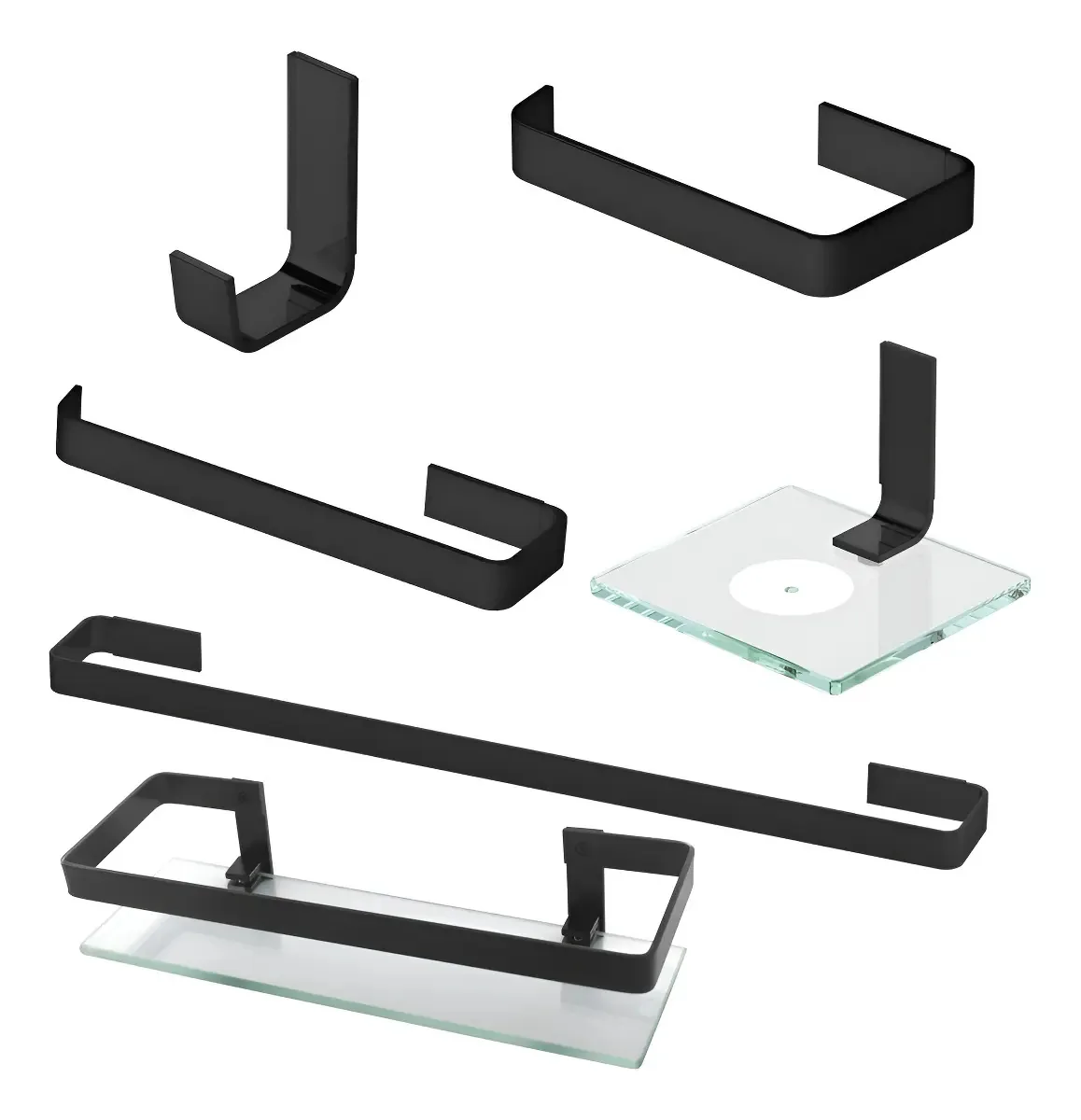 Kit Acessorios Para Banheiro 6 Peças Preto Fosco Completo