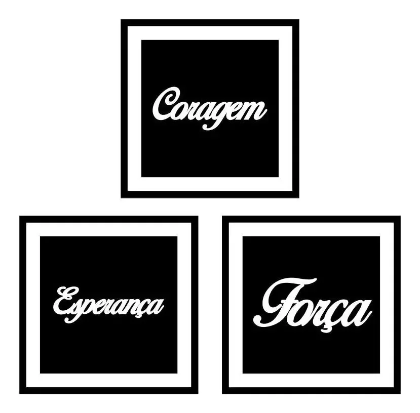Quadro Decorativo Motivacional Em Mdf Preto Coragem Força