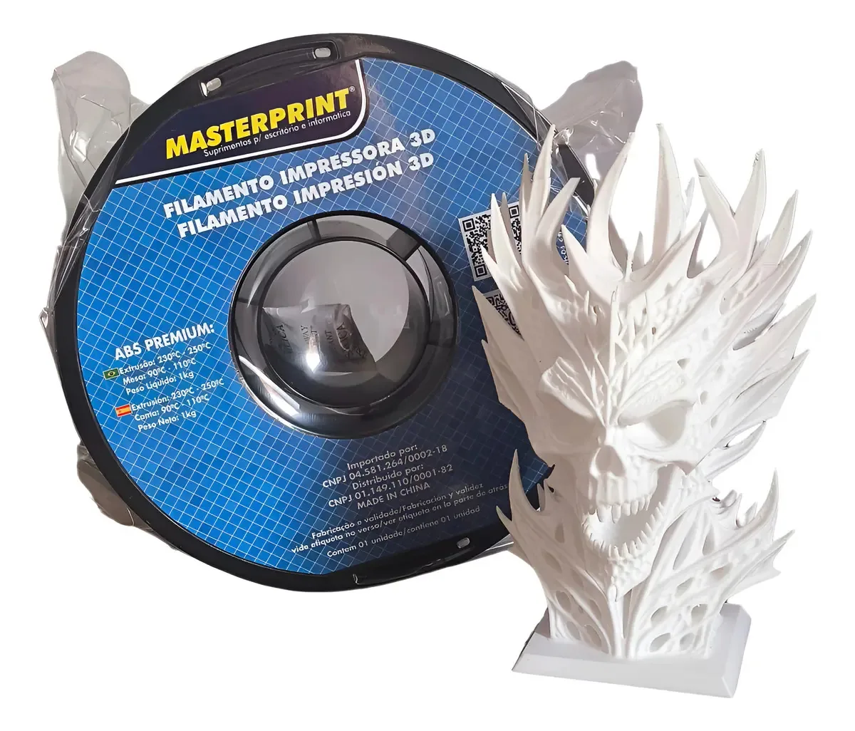Filamento Abs Branco Masterprint 1kg 1.75mm Projetos Mec