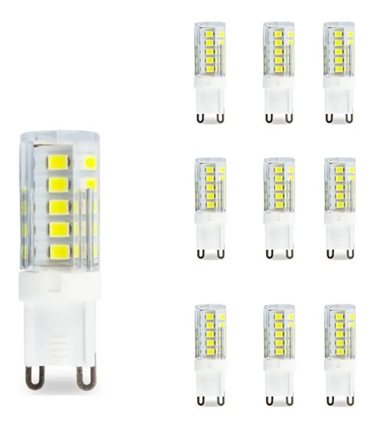 Kit10 Lâmpada Led Halopim G9 3w Lustres E Pendentes Bivolt Luz Branco-frio