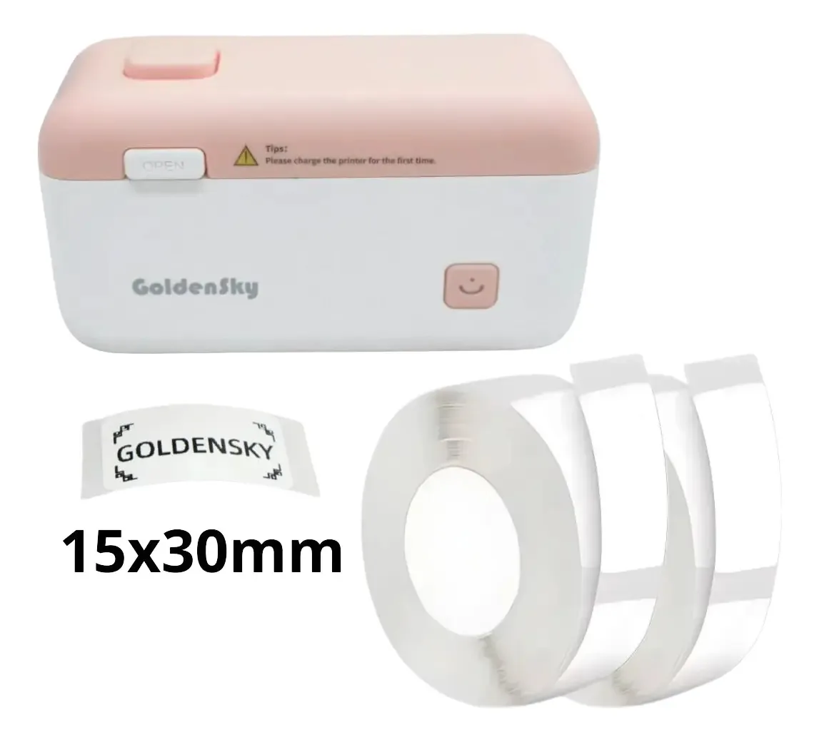 Impressora Térmica Etiqueta Rotuladora Portátil 15mm + 2rolo Cor Impressora e 2 Rolo 15x30mm
