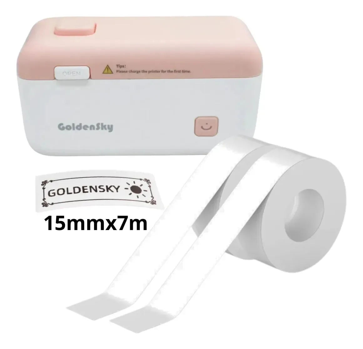 Impressora Térmica Etiqueta Rotuladora Portátil 15mm + 2rolo Cor Impressora e 2 Rolo 15mmx7m