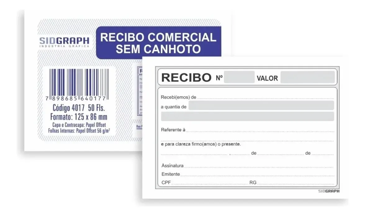 Recibo S Canhoto 125 86 50f Ref:4017