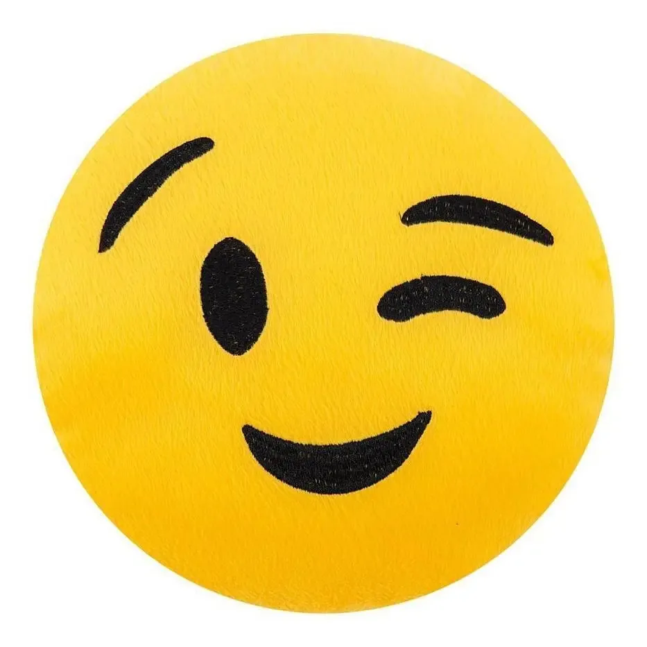 Almofada Emoji Vitor Bordados Piscadinha 28x28cm Pelúcia
