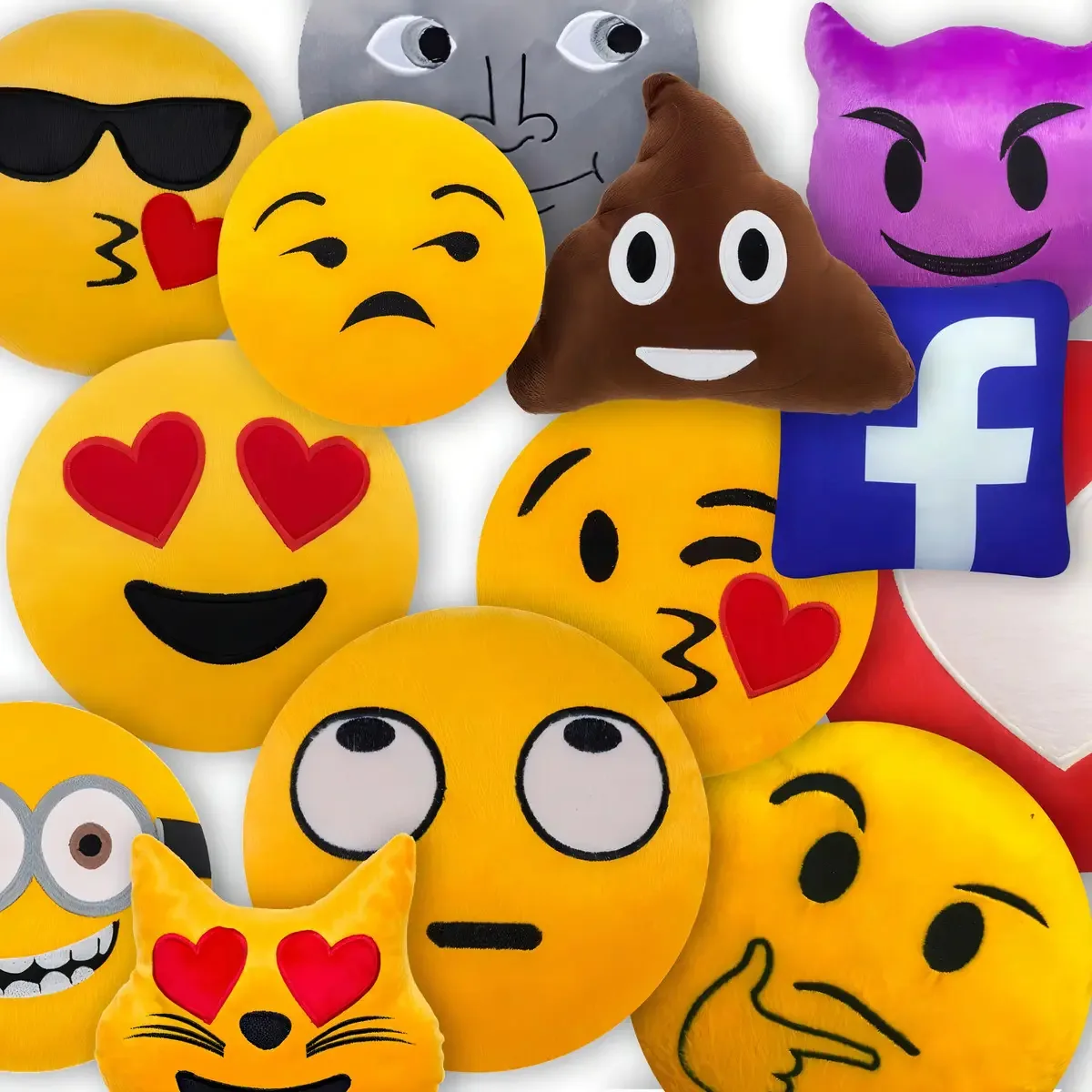 Almofadas Emoji Kit 20 Pelúcia 28cmx28cm Whatsapp Cor Variados