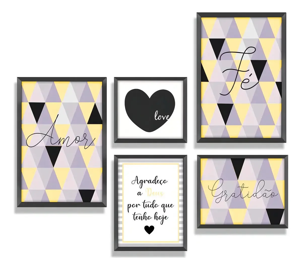 Kit Quadros Decorativos Com Moldura Frases Motivacionais