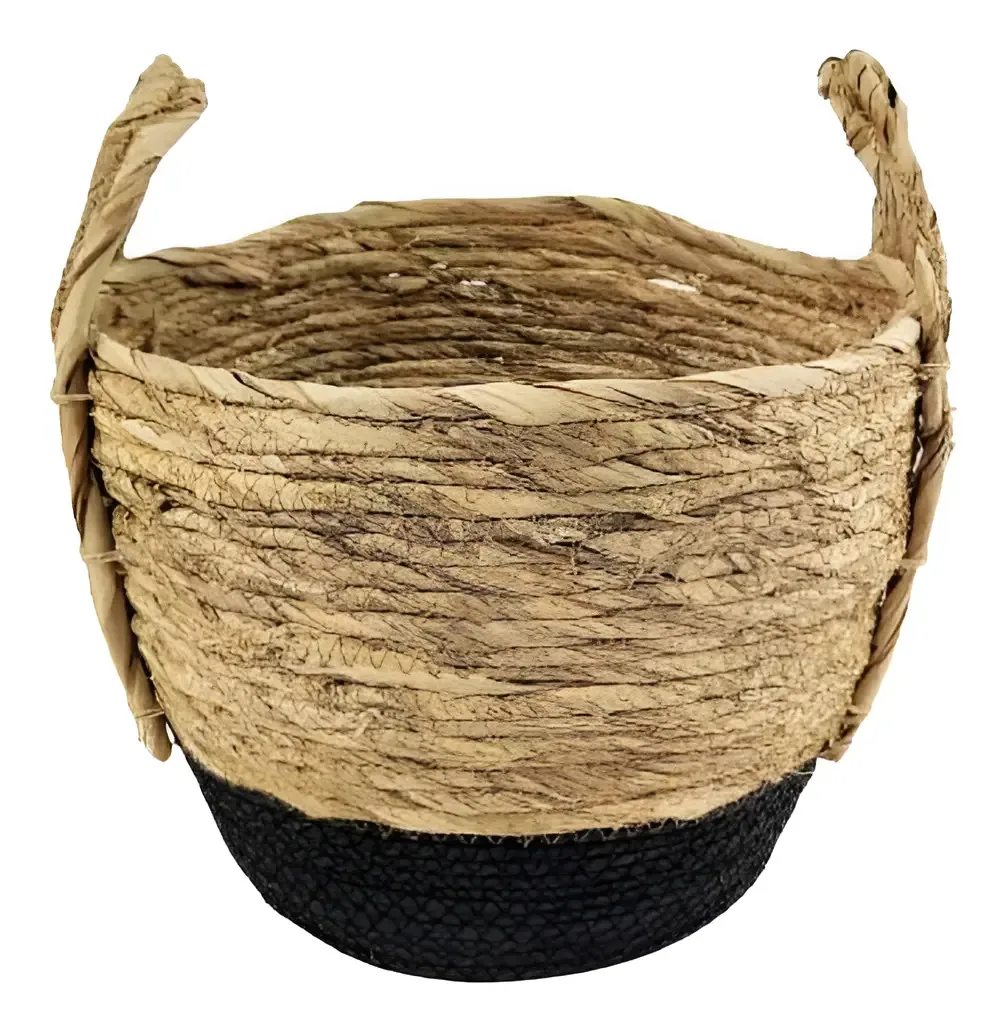 Cesto Redondo de Seagrass Preto Inigual para Organização