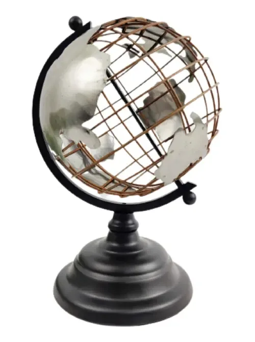 Globo Terrestre Decorativo Metal Preto 25x18x18cm F