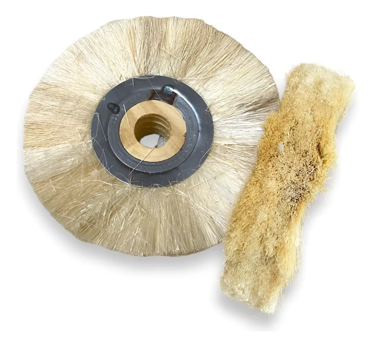 Escova Roda Sisal 8x1 Miolo Madeira - Polimento Aço Inox Cm