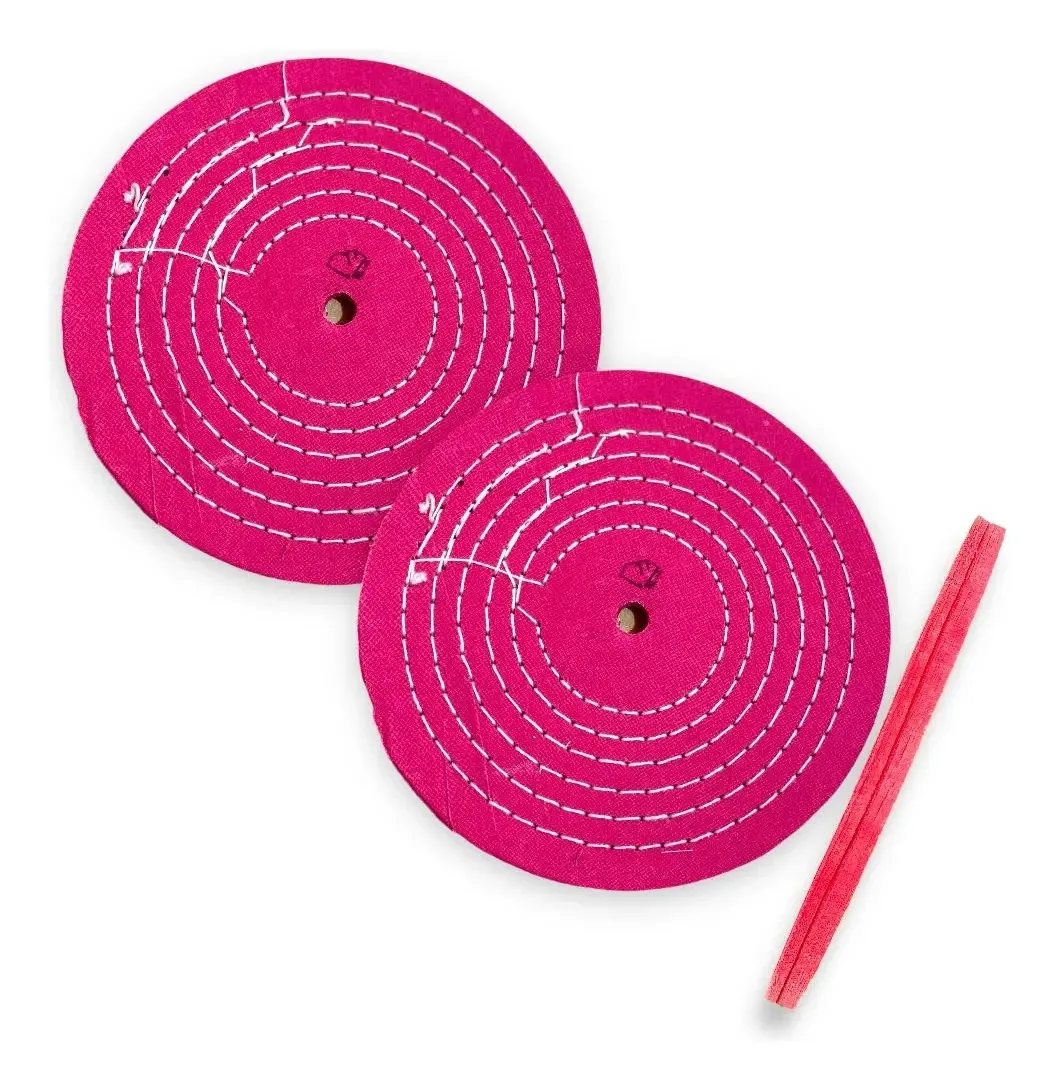 Kit 326 2 Rodas Algodão Rosa 250mm Polimento Alumínio Inox Rosa