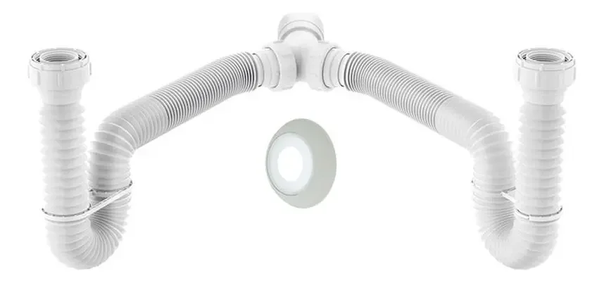 Sifão Pia Duplo Sanfonado Extensível Censi 1,5m Branco