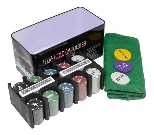 Kit Poker Bazar Bom 200 Fichas Numeradas + Baralho Com Maleta