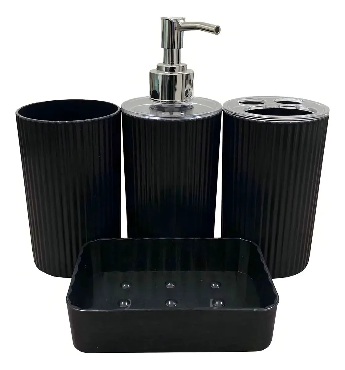 Kit Acessórios De Banheiro E Lavabo 4 Peças Com Detalhes